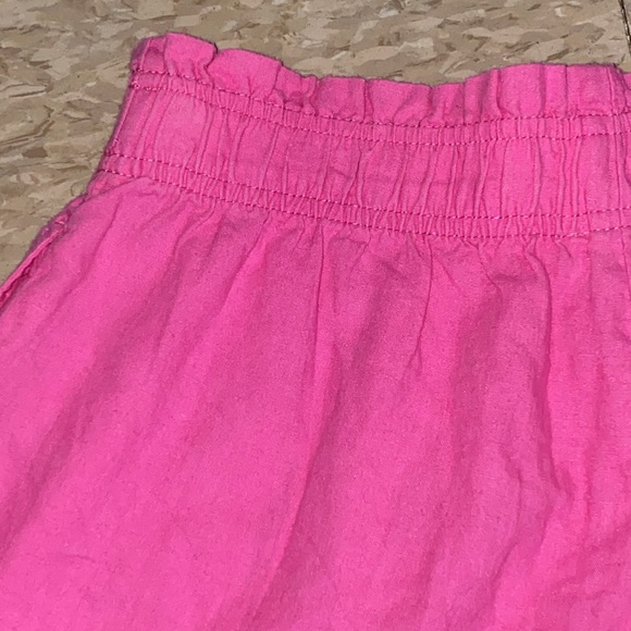 aerie Paperbag High Waisted Ruffle Hem Linen Blend Shorts in Bubble Gum Size XS - Picture 10 of 13